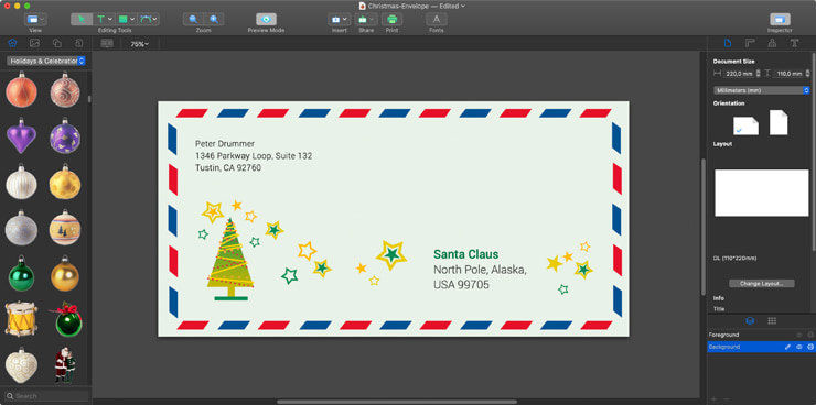 Christmas letter envelope