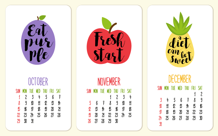 Beautiful diet calendar