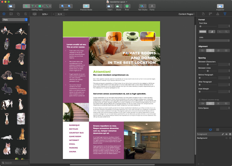 Newsletter designed in Swift Publisher for Mac