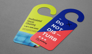 How to create door hangers article preview with two different door knob hangers.