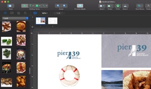 Restaurant menu design on a Mac article preview.